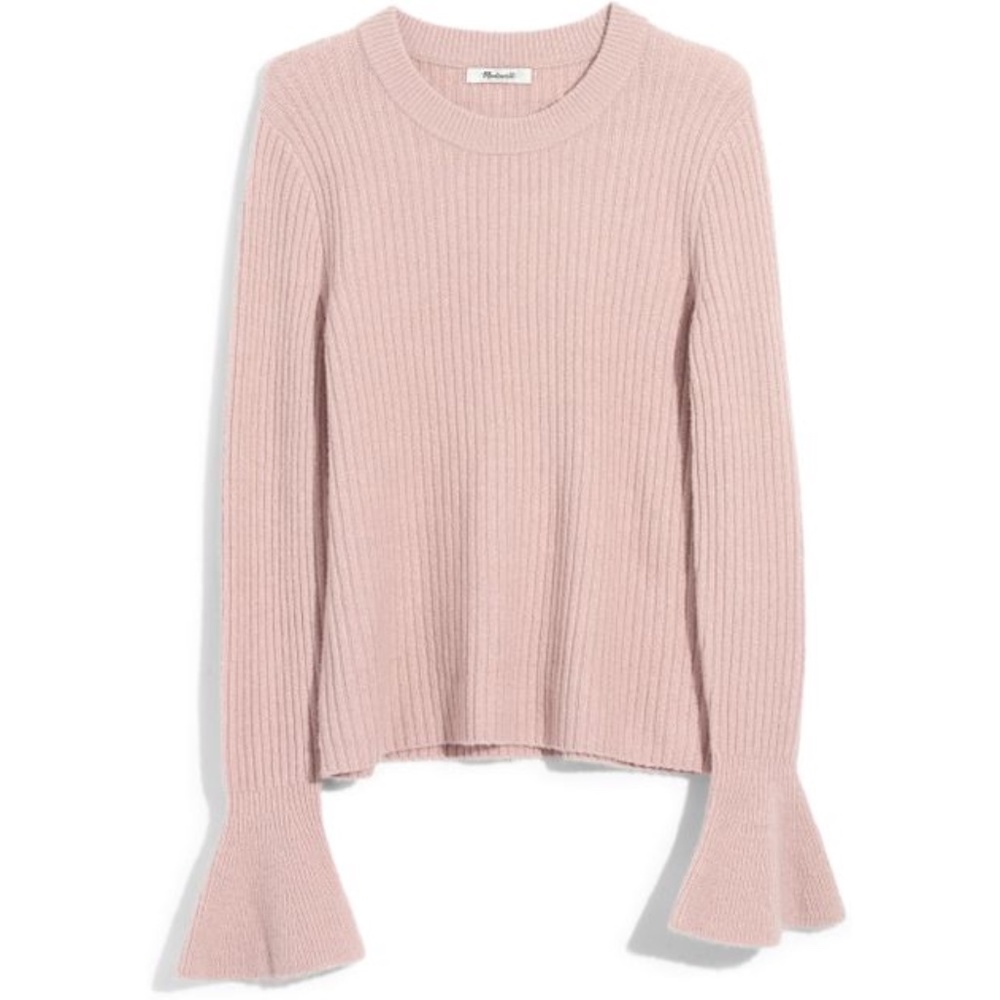 Madewell Ruffle Cuff Sweater Iced Rose